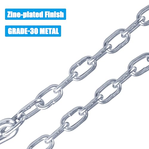 Image of 27 inch Trailer Safety Chain with Heavy Duty 17 /32 inch Spring Hooks, Grade 30 Zinc-Plated Steel Towing Chain Kit 7000 lbs Capacity for RV, Utility Trailer & Boat, 23 inch Chain Length, 2 Pack