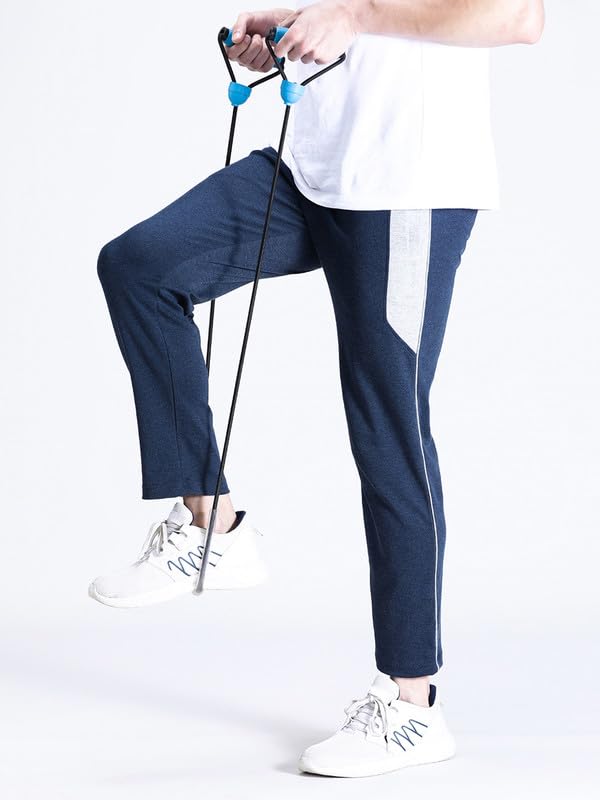 Image of CROCODILE Men Solid Slim Fit Track Pant | Mid Rise | Drawstring Waist | Regular Length | Casual Sports Lounge Bottomwear Navy Melange