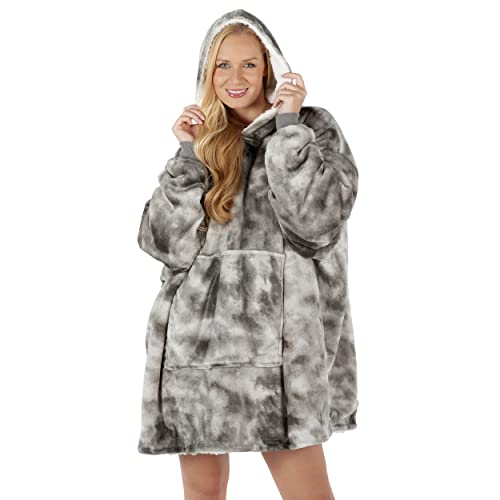 viceroy bedding TIE DYE Oversized Hoodie Blanket Women Ultra Plush Fleece with Soft Sherpa Reversible Warm Cosy Comfy Wearable Hooded Giant Sweatshirt Throw Girls Adults Men Boys Kids Big Pocket