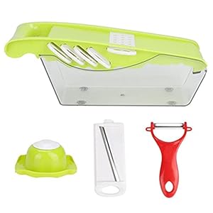 Plantaardige Chopper Duurzaam Gedemonteerd Voedsel Cutter Fruit Dicer voor Keuken Gereedschap voor Salade (6 Blade Groen…