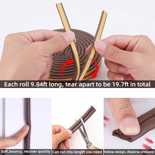 Image of Self-Adhesive D Shape Rubber Insulation, Weather Proof, dust Proof Sound Proof Insect Blocker Door and Windows Single Sided Tape (Brown, 3 Meter)