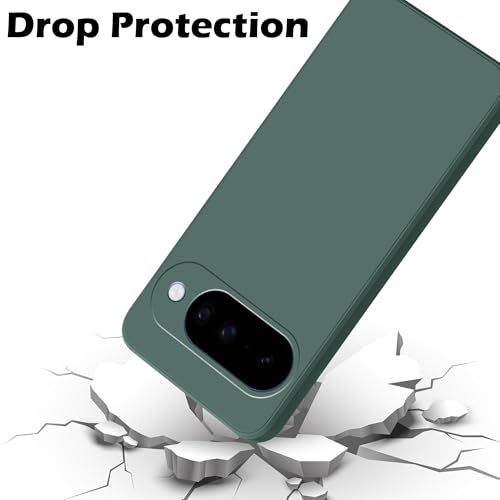 Image of amazon basics Back Cover for Google Pixel 10 5G | Ultra Slim Soft Rubberised Case | Matte Silicone Flexible Mobile Case | Camera Protection - Green