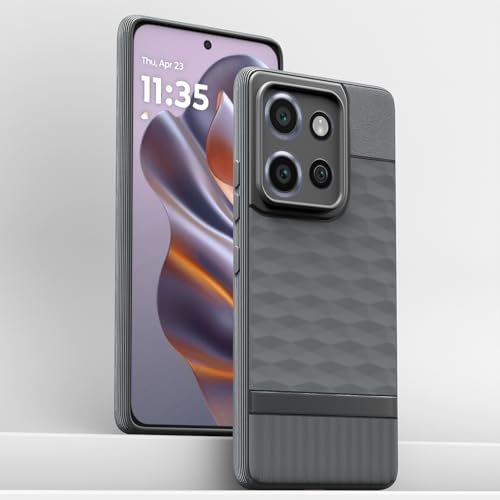 Image of Pikkme Back Cover for Moto Edge 50 Neo 5G Camera Protection 3D Hexa Cube Design Silicone Protective Bumper Case (Grey)