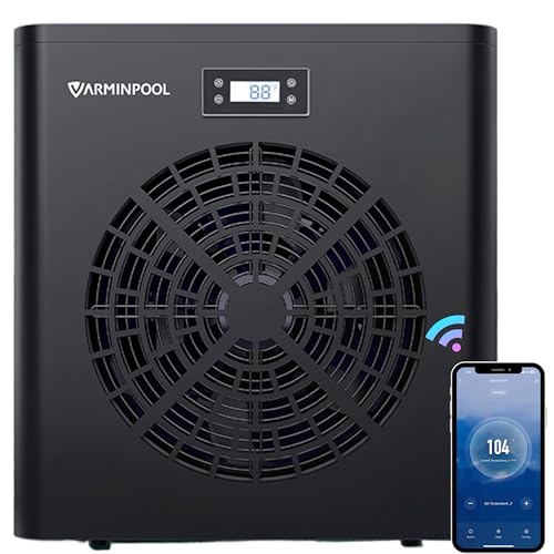 VARMINPOOL 16000 BTU Above Ground Swimming Pool Heater for Pools up to 5400 Gallons, Pool Heat Pump Electric Pool Heater with Smart Inverter and WiFi Control Via App, 110V, Titanium Heat Exchanger