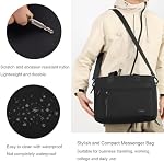 Laptop Bag 14 Inch Briefcase for Men Women Waterproof Nylon Lightweight, Shoulder Messenger Handbag for Business Office Work Travel College Black