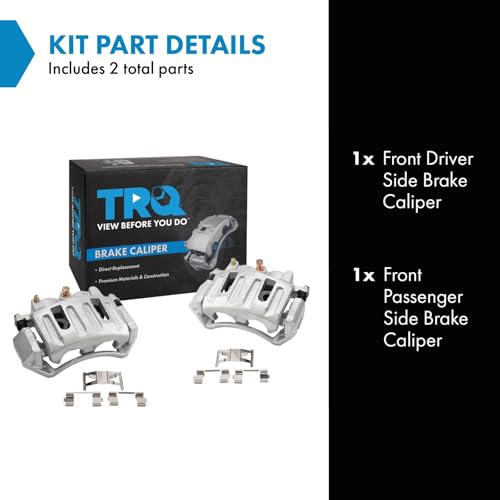 Image of TRQ Front Brake Caliper Set Zinc Coated Brackets Hardware Compatible with 1997-2001 Ford F 150 2002 Lincoln Blackwood