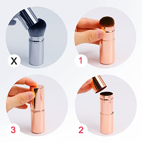 Unimeix Sunscreen Brush For Face Retractable Kabuki Brush Sunscreen Applicator For Kids Blush Brush Foundation Makeup Brushes For Liquid Makeup, Cream，Flawless Powder Gold，Round Top #TOP6