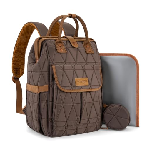 Montana West Wrangler Diaper Bag Backpack Baby Essentials Bag Quilted Travel Backpacks with Insulated Pockets Portable Changing Pad Stroller Straps Pacifier Case