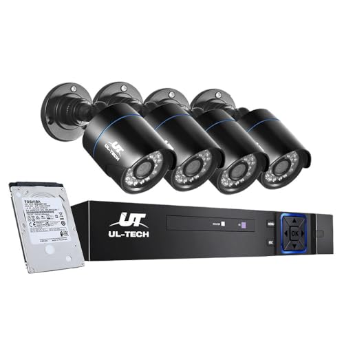 UL-TECH 1080P HD 4 Channel HDMI CCTV Security Camera with 1TB Hard Drive, Black