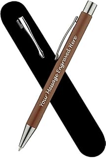 Paul Clover Personalised Engraved Aluminium Ballpoint Pen with Graphite Finish in a Velvet Pouch, Black Ink - Personalised Gifts for Anniversary or Any Gift Idea - Enter Your Custom Text (Blue)