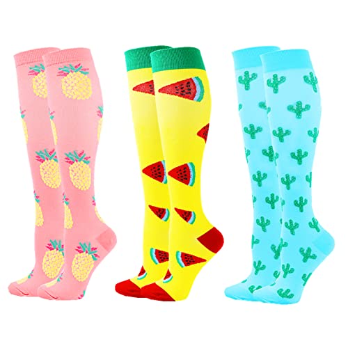 Zingso 3 Pares de Calcetines de Compresión para Mujeres y Hombres de 20 a 25 mmHg, los Mejores Deportivos y Médicos Para Correr, volar, viajar, Enfermeras (S/M, Mezcla Color-9)