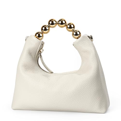 Image of DORIS&JACKY Small Top Handle Clutch Purse for Women, Designer Evening Bag With Pearl Tote Handle and Chain Strap