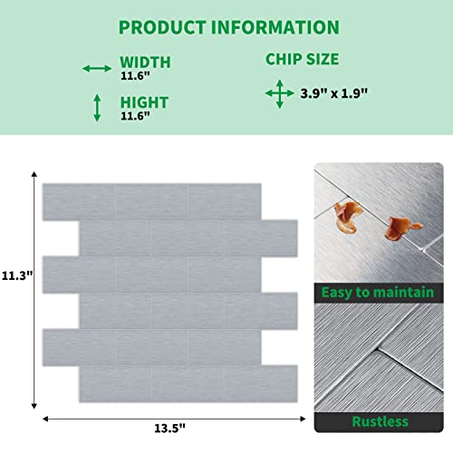 Lk 10Pcs Premium Self-Adhesive Metal Tiles - Peel And Stick Backsplash Tiles For Kitchen, 13.5"X11.5", Silver #TOP3