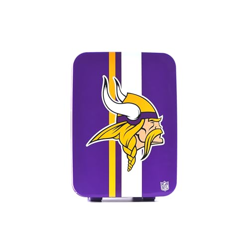 Image of Ukonic NFL Minnesota Vikings 15-Can Mini Fridge 10L - AC /DC Powered, Official Team Colors & Logo, Portable Cooler for Tailgates, Home, Office, or Car