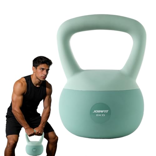 Soft Kettlebells with Cushioned Impact-Resistant Base, 6KG/8KG/10KG Anti-Slip PVC Kettlebells, Wide-Grip Handle Strength Training for Home Workouts, Weightlifting, and Personal Training (Green - 8KG)