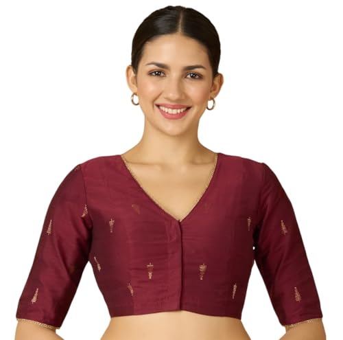 Image of Studio Shringaar Women's Handloom Cotton Silk Readymade Saree Blouse with Underarm Sweat Pads (Pack of 14 Pads)