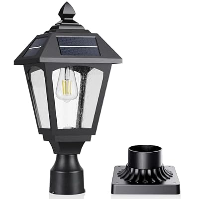 Solar Post Lights Outdoor, Solar Lamp Post Light, Aluminium Solar Powered Dusk to Dawn Outdoor Post Lights with Pier Mount Base, Perfect for Outside Yard Garden Pole Pillar, 100 Lumens (Warm White) ?