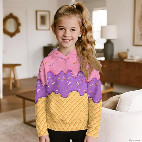 Image of Coloranimal Unisex Girls and Boys Long Sleeve Hoodies Hoody Athletic Pullover Sweatshirts Tops Age 6-16year
