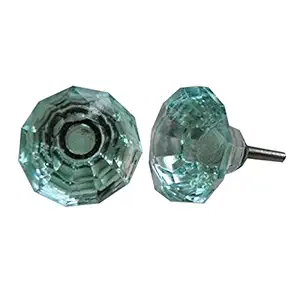 IndianShelf 2 Piece Glass Turquoise Diamond Premium Drawer Knobs for Kitchen Cabinet Hardware Door Decorative Dresser Pulls Vintage