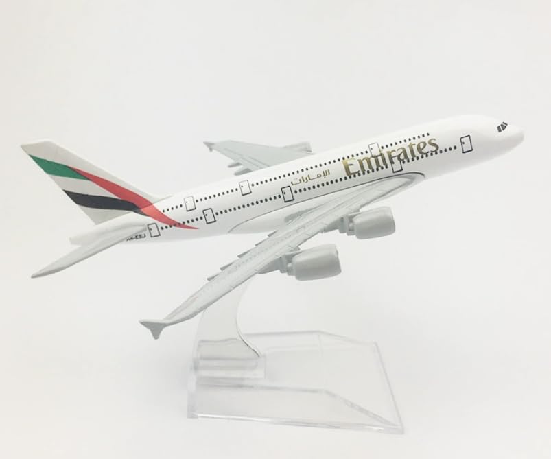 Starkvista 16 cm Double-Deck Airplane Model – Alloy Diecast Aircraft Collectible for Display, Desk Decor and Gift (Red & Gold Livery)