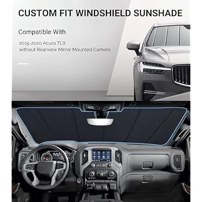 Pigenius Windshield Sunshade for Acura TLX 2015-2020 (No Mirror Camera), Premium Grey Leather Finish
