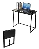 Soayone Scrivania Pieghevole 80×40×74 cm Postazione di Lavoro Tavolo PC Gaming Scrivania Computer per Piccoli Spazi Ufficio e Camera (Nero)