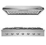 NXR SCT4811 48" Natural Gas Cooktop & EH4819 Under Cabinet Hood Bundle, Stainless Steel