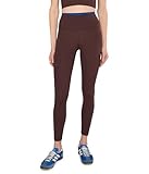 Splits59 Women's Dual High-Waist Airweight 7/8 Leggings, Dark Chocolate/Classic Blue