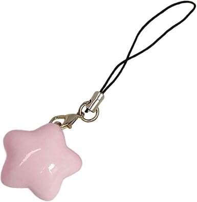 Fat Star Phone Chacin Phone Charm Lanyard Strap Bag Hanging Pendant Decorations Ornament Fashion Jewelry Accessory, 7x2.5cm, Pink