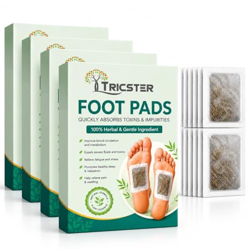 Image of TRICSTER Detox Foot Patches for Deep Cleansing & Relaxation | Natural Bamboo Vinegar Ginger Foot Pads for Toxin Removal, Stress Relief, Better Sleep & Foot Care | Herbal Foot Patch for Men & Women (Pack of 40)