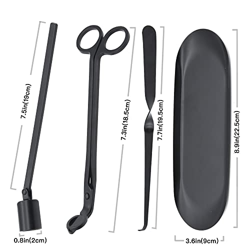 Uplumpyspace Candle Wick Trimmer, Candle Snuffer, 4 In 1 Candle Accessory Set, Wick Trimmer, Candle Wick Dipper, Storage Tray Plate, Candle Wick Cutter With Gift Package (Black Set) #TOP2