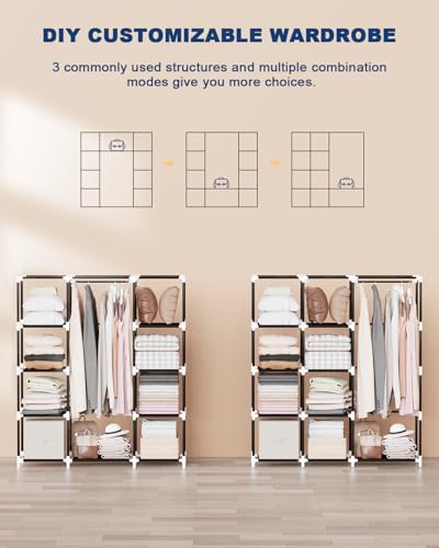Image of Mavivegue Fabric Wardrobe, 45 x 147.5 x 161 cm Portable Wardrobe