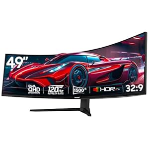 Gawfolk 49 Inch Curved Gaming Monitor,1500R PC Screen 120hz DQHD 5120×1440, Computer Screen for Home Office Business, DP, HDMI, Support Wall Mount 100x100mm