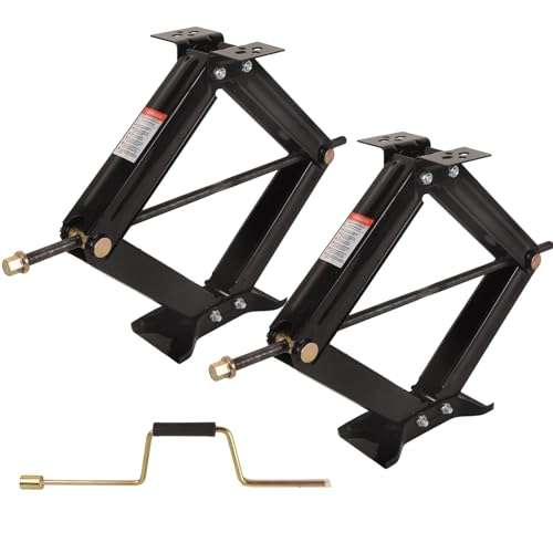 Image of Doppy 2Pcs RV Stabilizing Scissor Jack, 2.95 Ton /6500 lbs Leveling Scissor Jacks Set with Handle, RV Trailer Camper Stabilizer, for Trucks Cars MPVs Sedans, Station Wagon