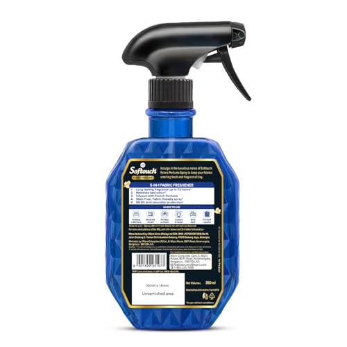 Image of Softouch Fabric perfume Spray 350 ml| Instant frgarance| Eliminates odours on Clothes, Curtains, Sofa, Cushions, Carpets, Bedding