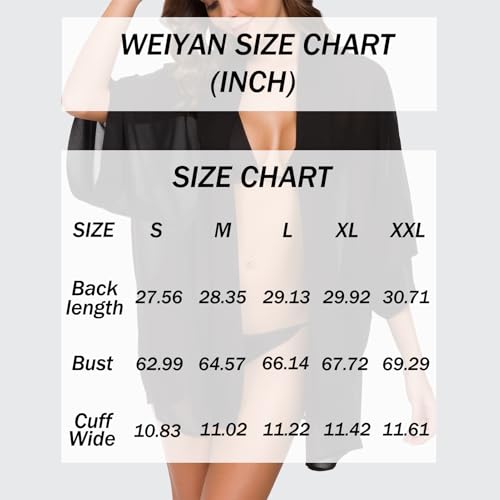 Image of WEIYAN Women's Tops Loose Chiffon Kimono Cardigan Beach Swim Cover up Blouse