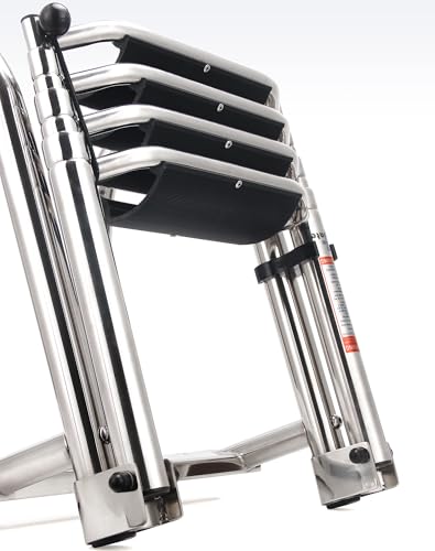 image for Mojiate 4-Step Heavy-Duty Stainless Steel Pontoon Boat Ladder with Ext