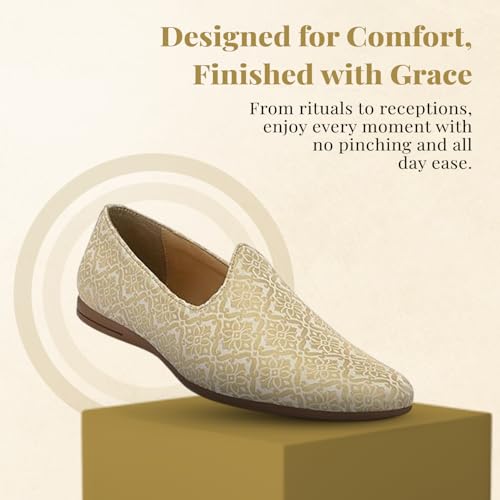 Image of San Frissco Men's Embroidered Mojaris Casual Slip-On Shoes | Soft Cushioned Footbed Insole with TPR Sole | Stylish Lightweight Jutti Perfect for Party Weddings Festive Season