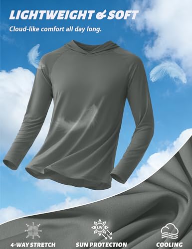 Image of KEFITEVD Men's Sun Hoodie Long Sleeve Fishing UPF 50+ SPF Quick Dry Shirts