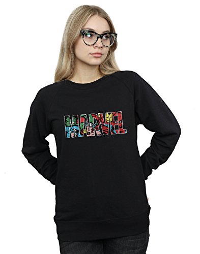 Marvel Comics Women's Logo Character Infill Sweatshirt Black Medium