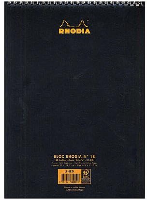 Rhodia Wirebound Notebooks Graph 4 in. x 6 in. Black [Pack of 5 ]