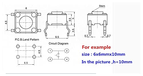 Interruptor de botón táctil para reparar circuitos y proyectos de robótica, pack 100 3