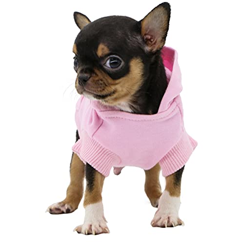 LOPHIPETS Hunde-Kapuzenpullover aus Baumwolle, für kleine Hunde, Chihuahua, Welpen, für kaltes Wetter, Rosa/XXS