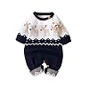 WangsCanis Barboteuse Bébé Garçon Fille Noël Combinaison Tricotée Vêtement Noël Unisexe Barboteuse à Manches Longues Grenouillère Noël 0-18 Mois Automne Hiver