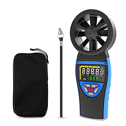 Digital Anemometer, Handheld Wind Speed Meter, Wind Chill, Air Temperature, Air Velocity Gauge, Wind Weather Meter with Backlight for Shooting Windsurfing Kitesurfing Sailing