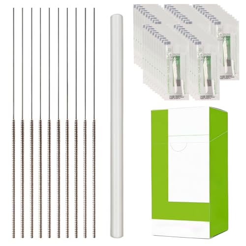 LEKEFETO 500 Stück Einweg Akupunkturnadeln, 0.3 x 40 mm Akupunkturstift mit Schlauch, Akupunkturnadeltherapie, für Akupunkturpraktiker & Medizinisches Fachpersonal