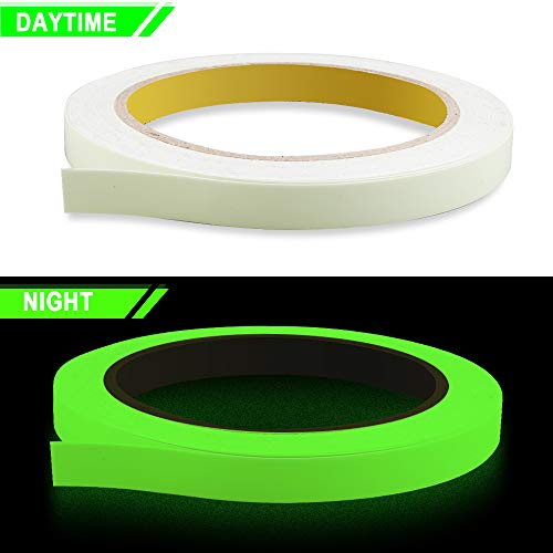 Image of 2PCS Luminous Tape, 10m x 10mm Glow in Dark Waterproof Fluorescent Adhesive Warning Tape for Stairs Stage Supplies Decoration (Green Light)
