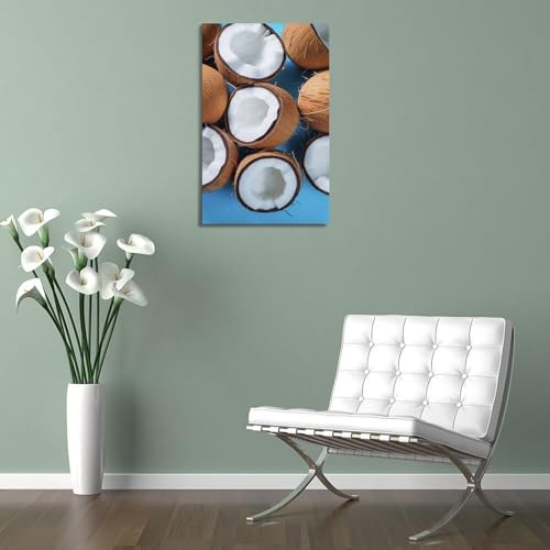 Décoration murale artistique moderne noix de coco 40x60cm tableau suspendu