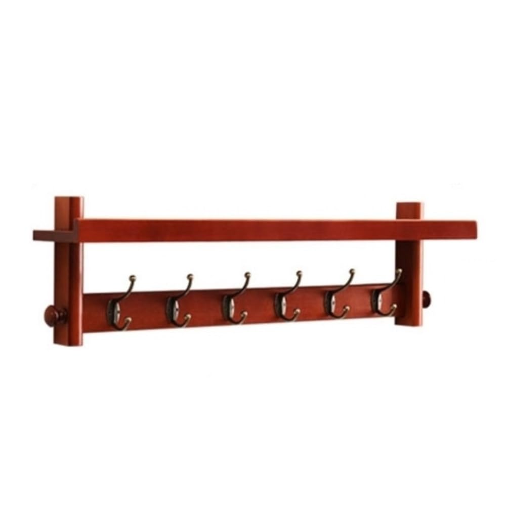 Perchero de pared con ganchos y estante organizador de madera rústica