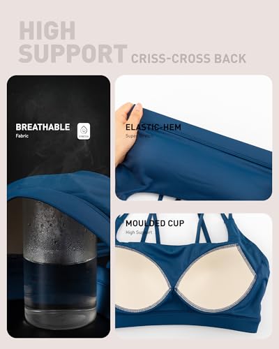 Image of RUNNING GIRL Sports Bras for Women High Support,Criss-Cross Back Strappy Bra Moulded Cup High Impact Workout Crop Tops